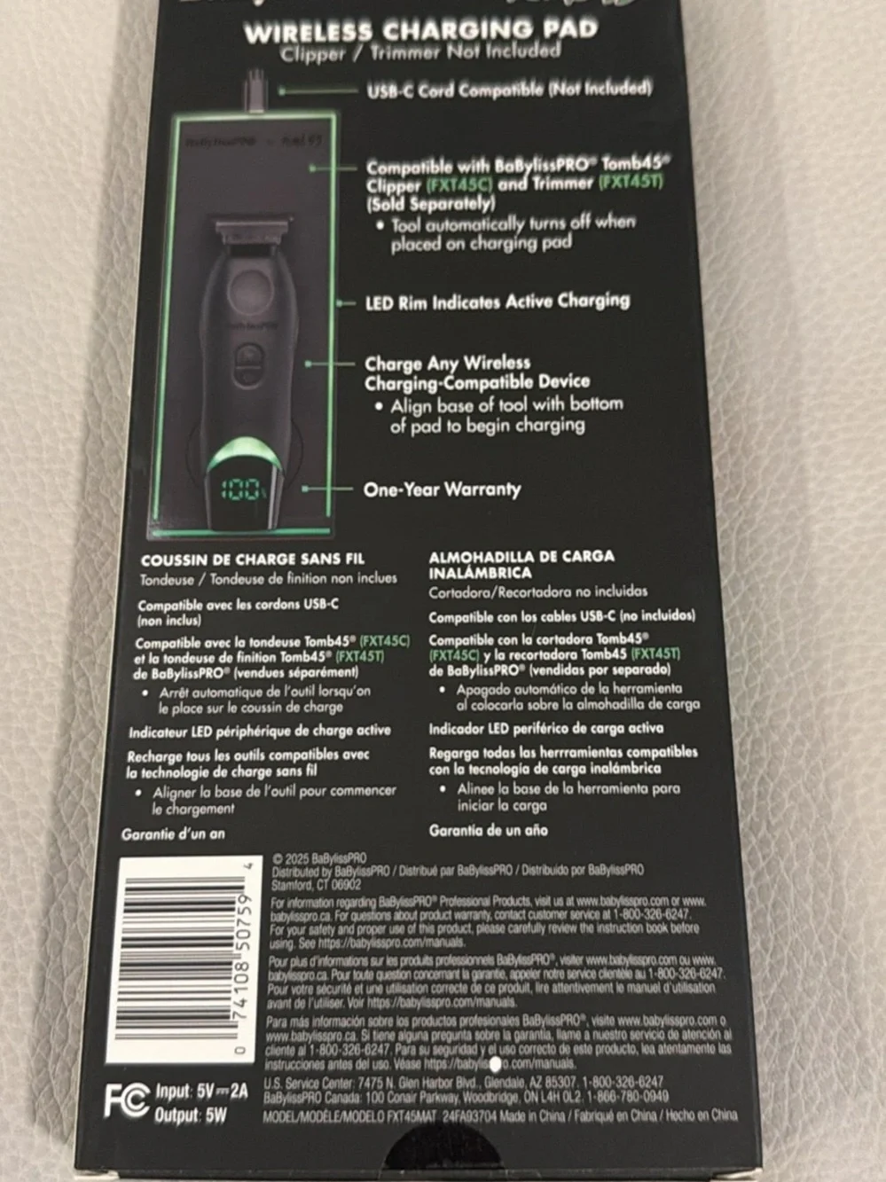 BaByliss Wireless Charging Pad - Black with Green Accents